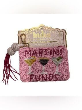 Wandering Moon Pink Beaded Key Holder with Martini Design